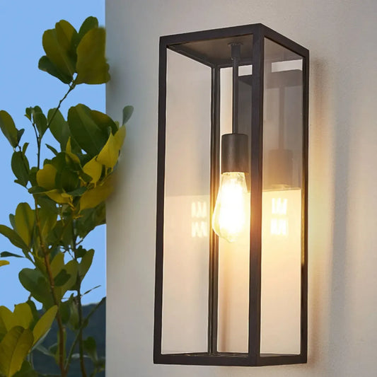Industrial Metal Rectangle Clear Glass LED Outdoor Wall Light