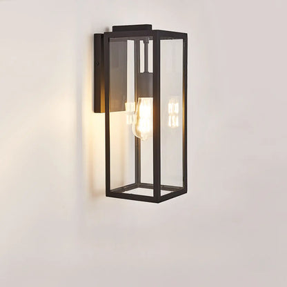 Industrial Metal Rectangle Clear Glass LED Outdoor Wall Light