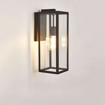 Industrial Metal Rectangle Clear Glass LED Outdoor Wall Light