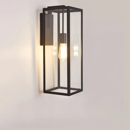 Industrial Metal Rectangle Clear Glass LED Outdoor Wall Light