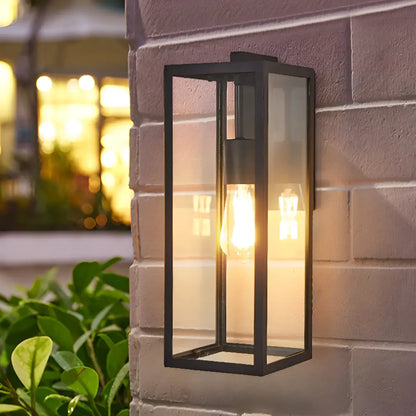 Industrial Metal Rectangle Clear Glass LED Outdoor Wall Light