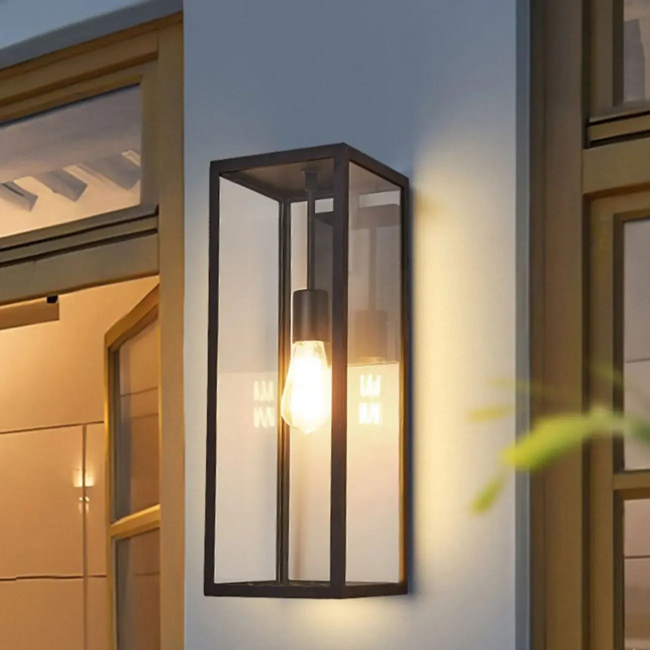 Industrial Metal Rectangle Clear Glass LED Outdoor Wall Light