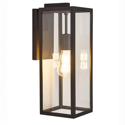 Industrial Metal Rectangle Clear Glass LED Outdoor Wall Light