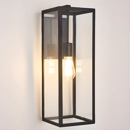 Industrial Metal Rectangle Clear Glass LED Outdoor Wall Light