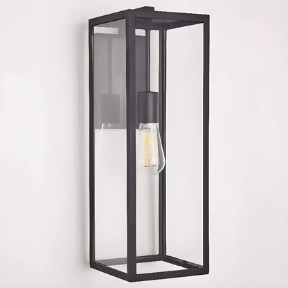 Industrial Metal Rectangle Clear Glass LED Outdoor Wall Light