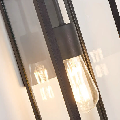 Industrial Metal Rectangle Clear Glass LED Outdoor Wall Light