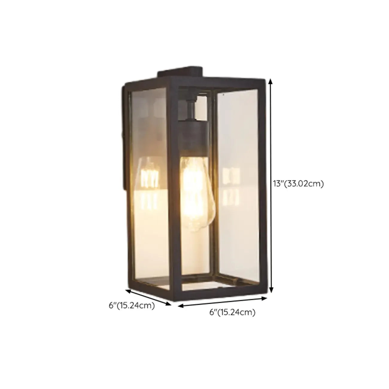 Industrial Metal Rectangle Clear Glass LED Outdoor Wall Light