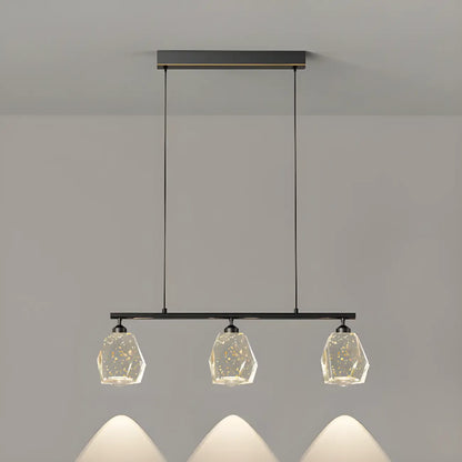 Geometric Gold Crystal Down Island Pendant Light