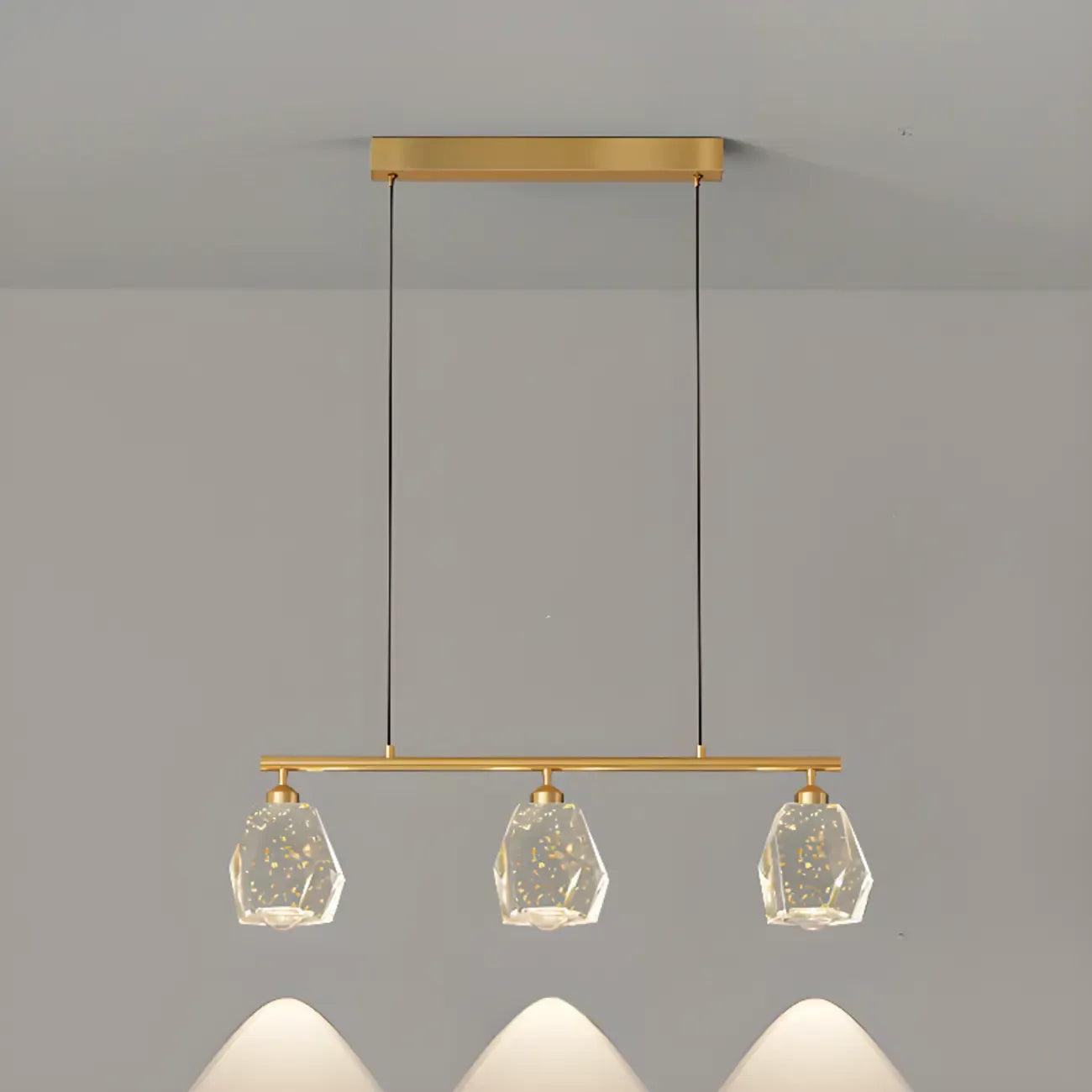 Geometric Gold Crystal Down Island Pendant Light