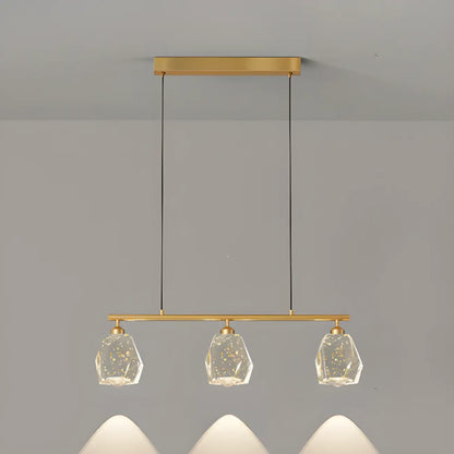 Geometric Gold Crystal Down Island Pendant Light