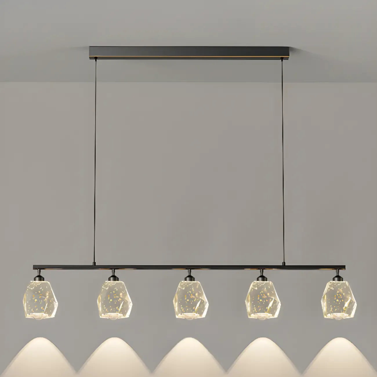 Geometric Gold Crystal Down Island Pendant Light