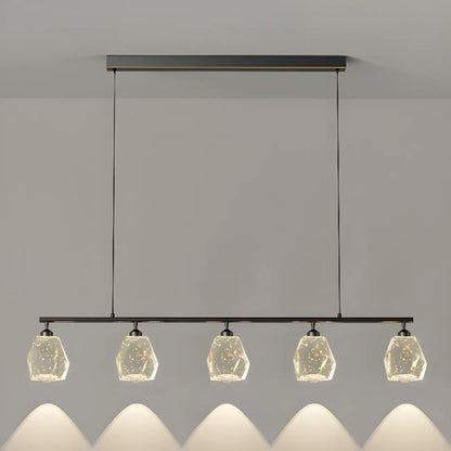 Geometric Gold Crystal Down Island Pendant Light