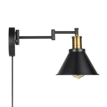 Washroom Stretchable Metal Cone Black Plug-In Vanity Light