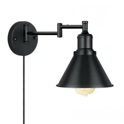 Washroom Stretchable Metal Cone Black Plug-In Vanity Light