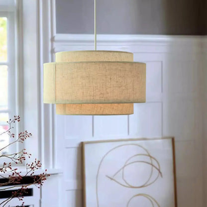 Beige Layered Elegance Fabric Pendant Light for Dining Area