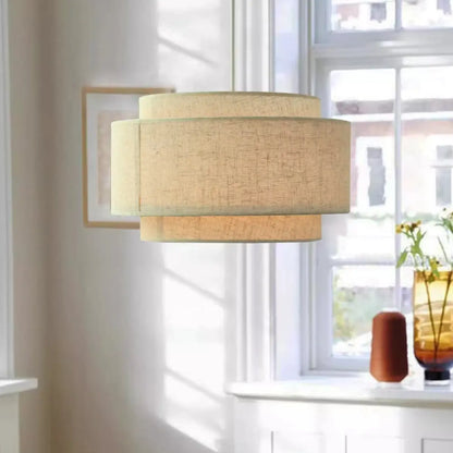 Beige Layered Elegance Fabric Pendant Light for Dining Area