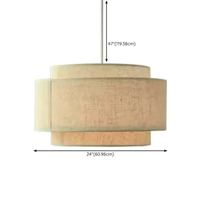 Beige Layered Elegance Fabric Pendant Light for Dining Area