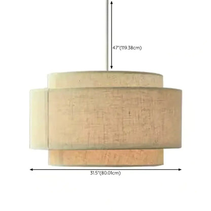 Beige Layered Elegance Fabric Pendant Light for Dining Area