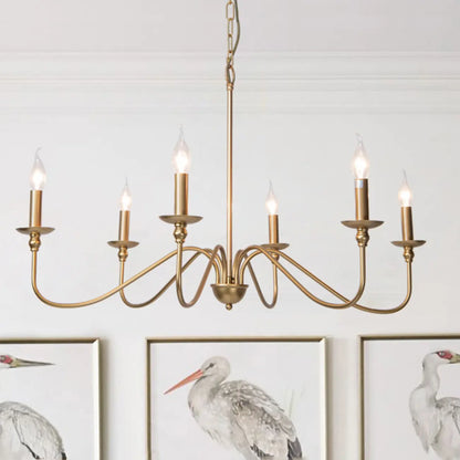 Adjustable Height Classic Golden Candelabra Chandelier