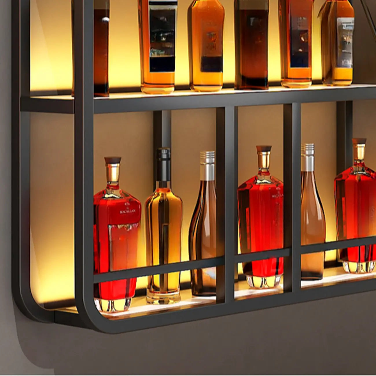 Glam Gold Wall-Mounted Open Wine Bottle Rack