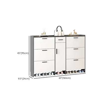White Wood Shoe Cabinet with Flip Drawer for Entryway