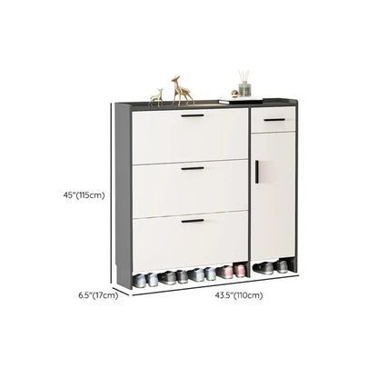 White Wood Shoe Cabinet with Flip Drawer for Entryway