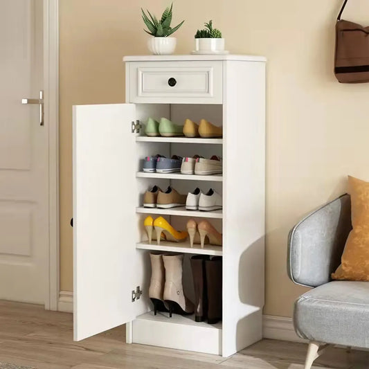 Narrow Entryway Vertical Adjustable Wood Shoe Storage Cabinet
