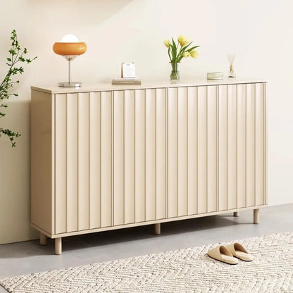 Modern White Closed Back Adjustable Wooden Shoe Cabinet