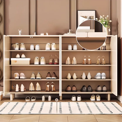 Modern White Closed Back Adjustable Wooden Shoe Cabinet