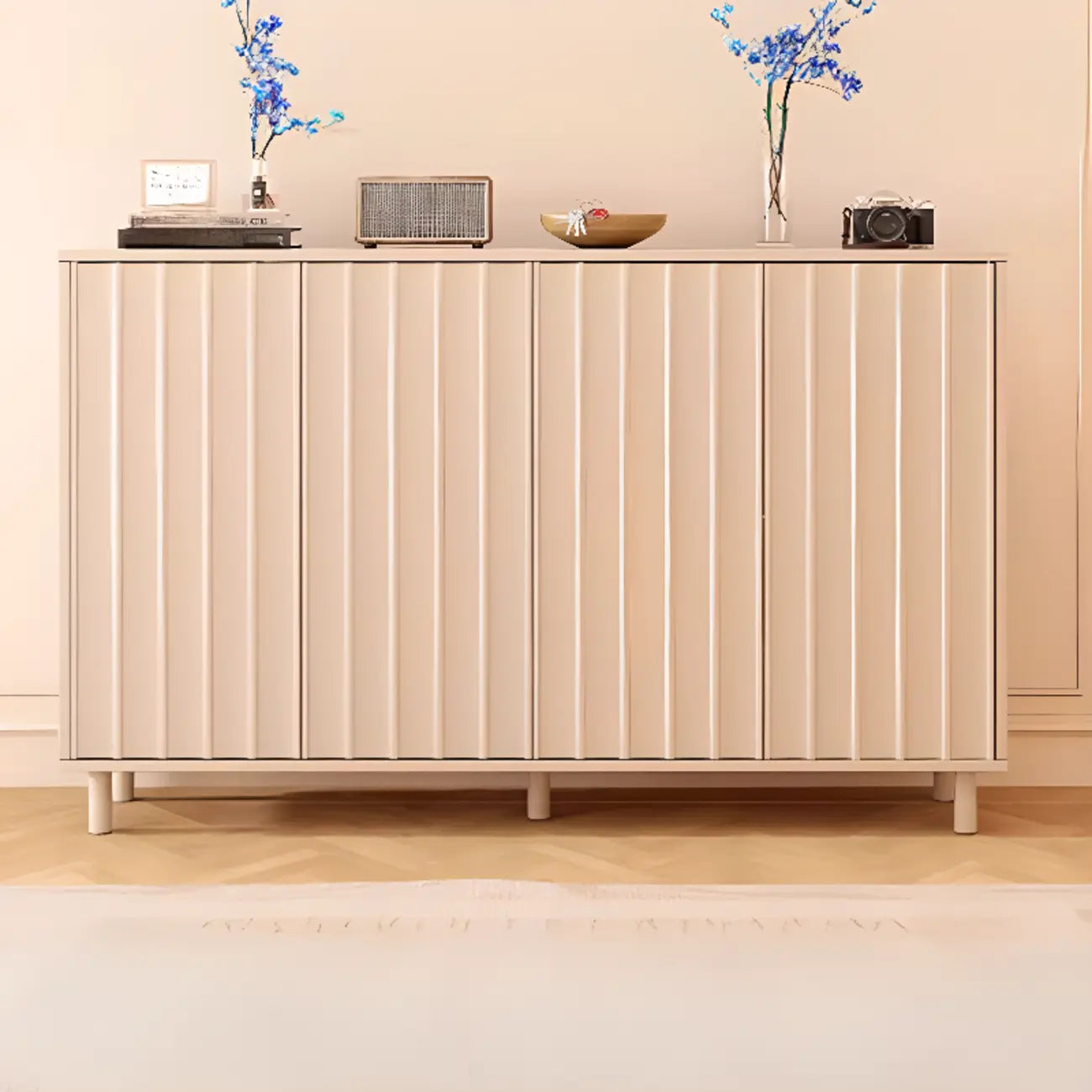 Modern White Closed Back Adjustable Wooden Shoe Cabinet