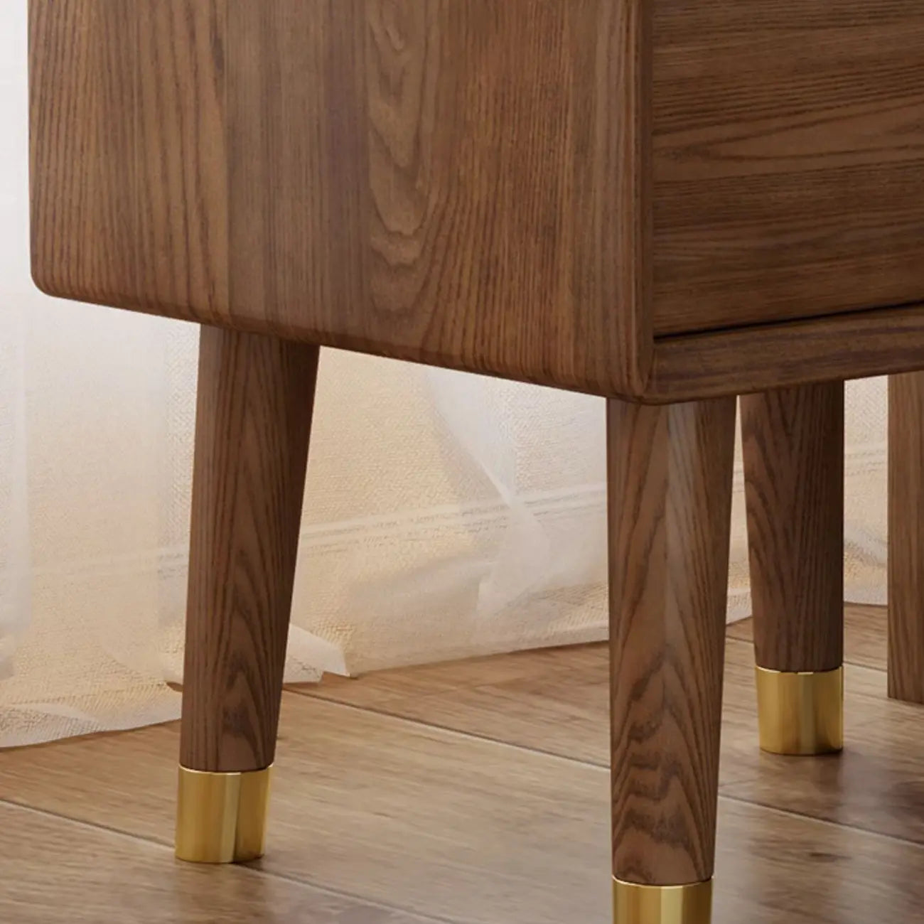 Traditional Natural Wood Nightstand with 2 Drawers