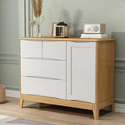 Classic Large White Brown Wooden Utility Storage Cabinet