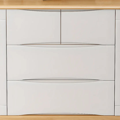 Classic Large White Brown Wooden Utility Storage Cabinet