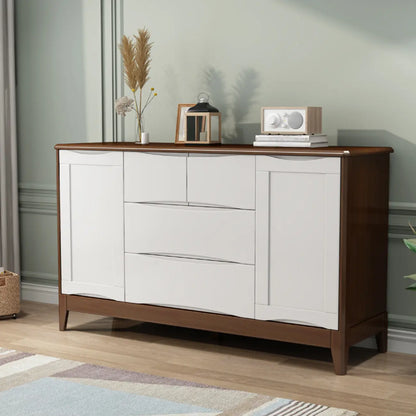 Classic Large White Brown Wooden Utility Storage Cabinet