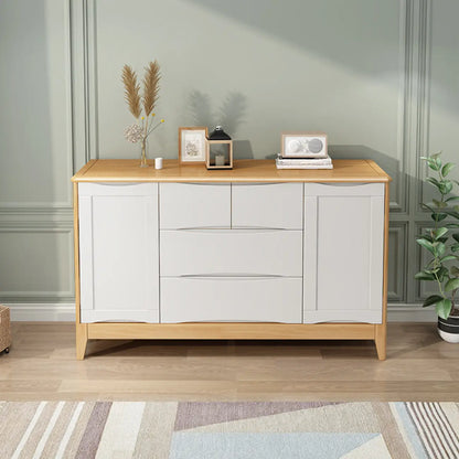 Classic Large White Brown Wooden Utility Storage Cabinet