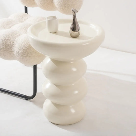 Minimalist Fiberglass Round End Table for Living Room