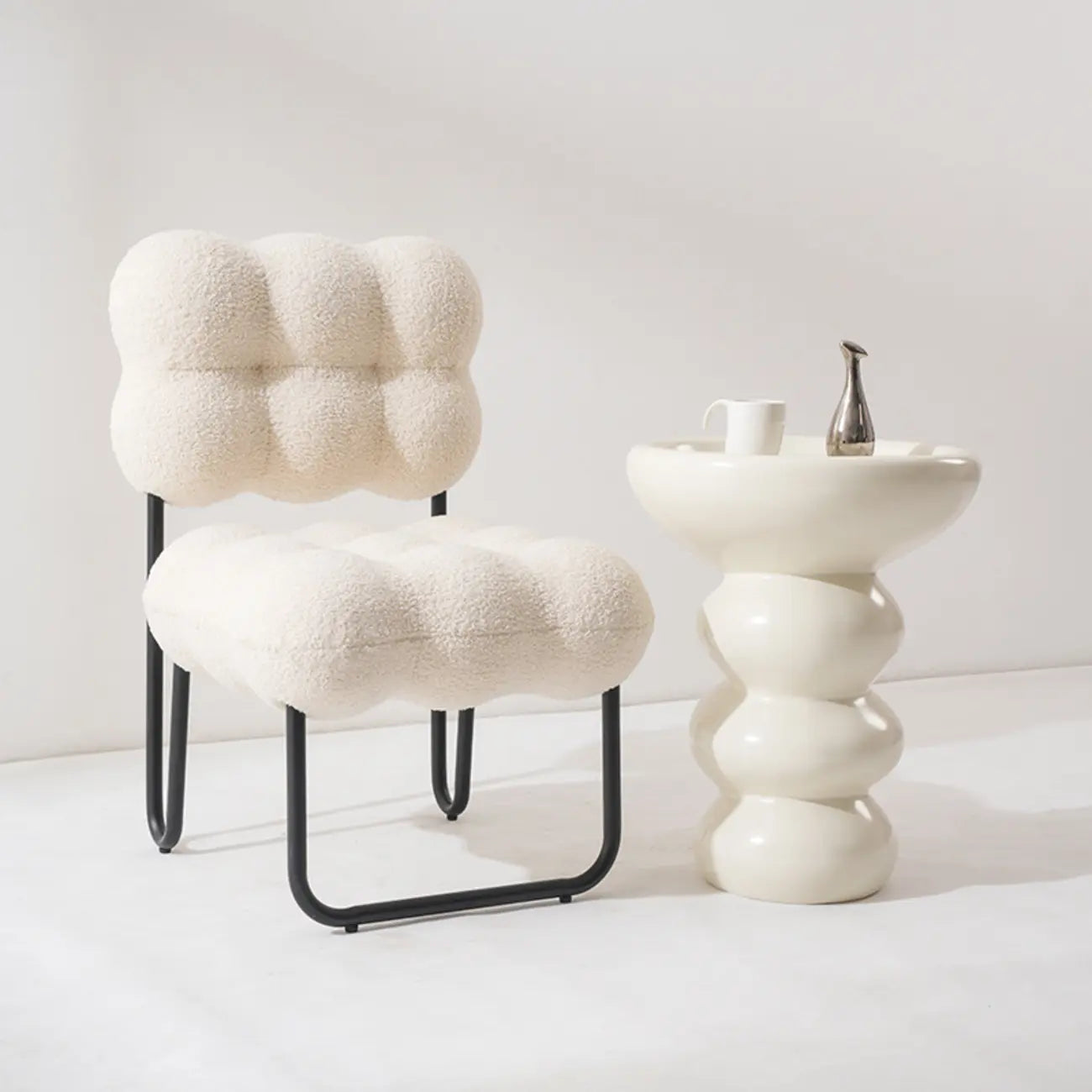 Minimalist Fiberglass Round End Table for Living Room