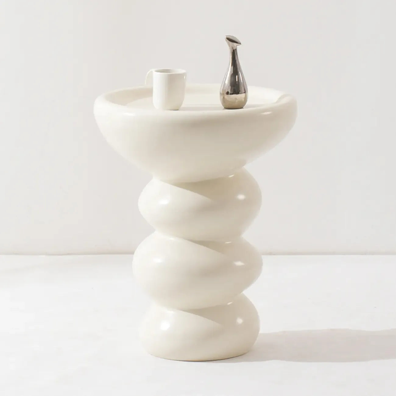 Minimalist Fiberglass Round End Table for Living Room