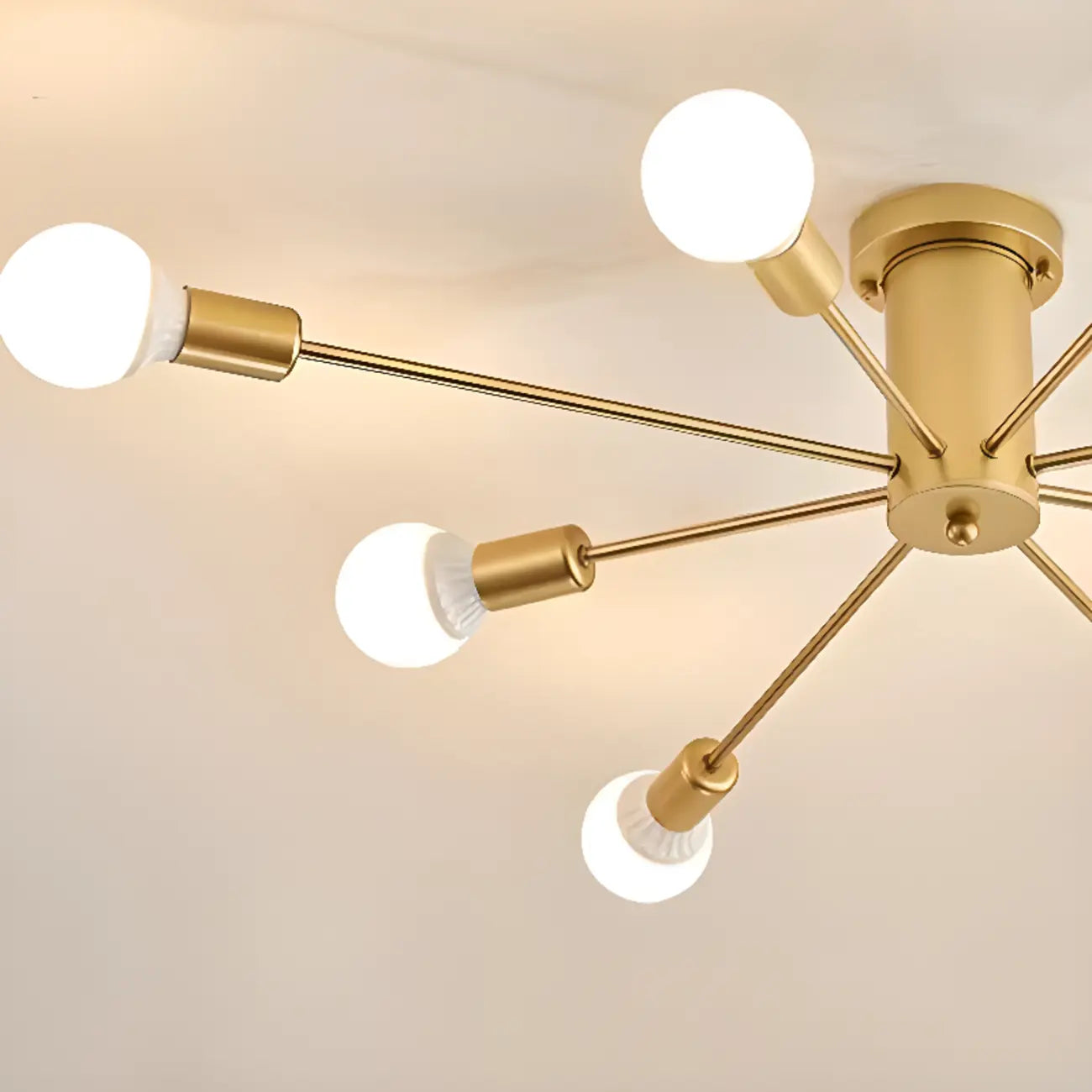 Modern Gold Sputnik Semi Flush Mount Ceiling Light