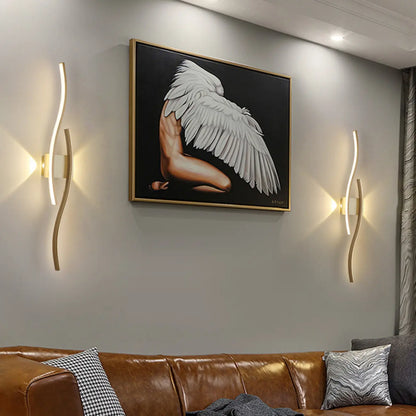 Modern Metal Dual Wave Linear LED Wall Sconce Dimmable
