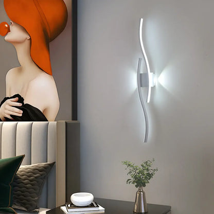 Modern Metal Dual Wave Linear LED Wall Sconce Dimmable