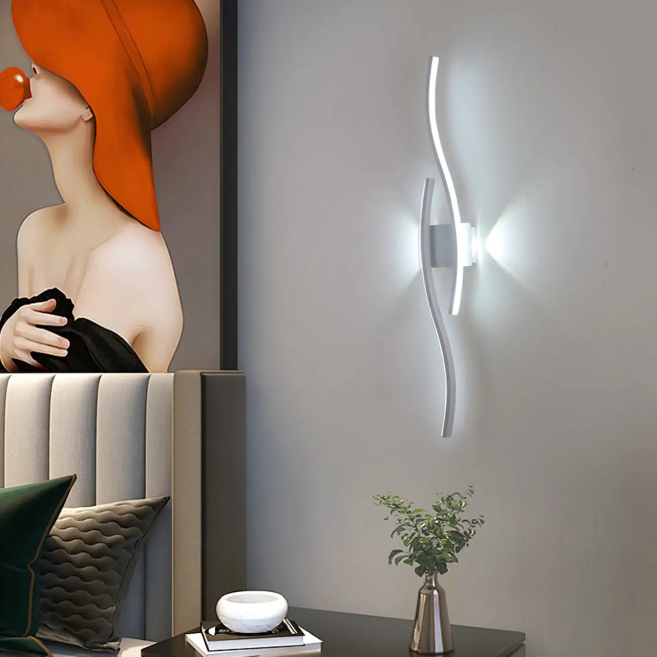 Modern Metal Dual Wave Linear LED Wall Sconce Dimmable
