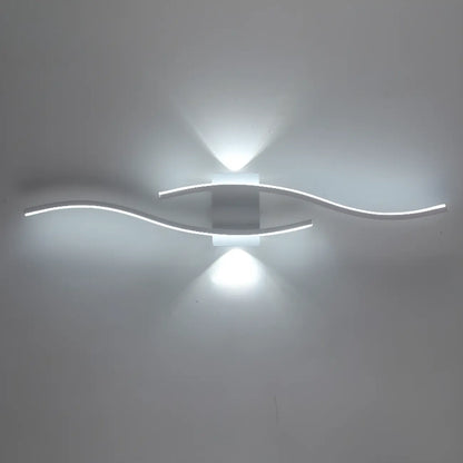 Modern Metal Dual Wave Linear LED Wall Sconce Dimmable