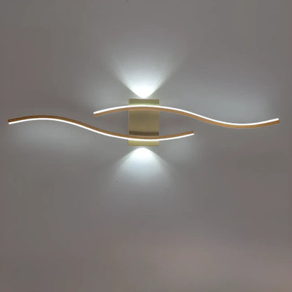 Modern Metal Dual Wave Linear LED Wall Sconce Dimmable