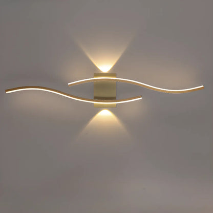 Modern Metal Dual Wave Linear LED Wall Sconce Dimmable