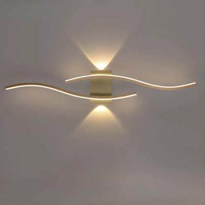 Modern Metal Dual Wave Linear LED Wall Sconce Dimmable