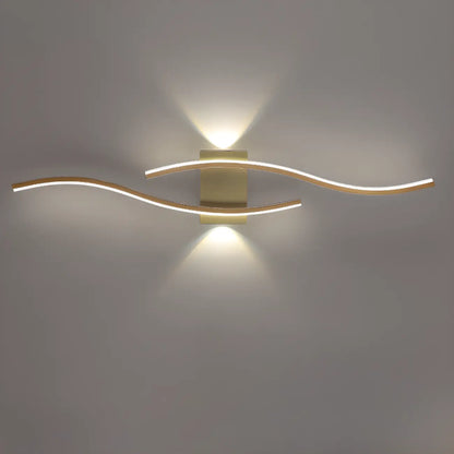 Modern Metal Dual Wave Linear LED Wall Sconce Dimmable