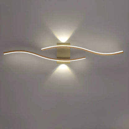 Modern Metal Dual Wave Linear LED Wall Sconce Dimmable