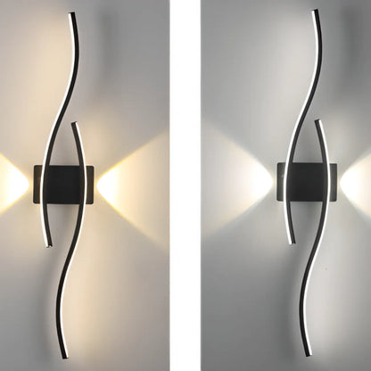 Modern Metal Dual Wave Linear LED Wall Sconce Dimmable