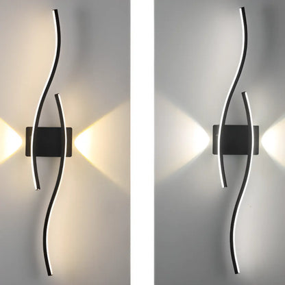 Modern Metal Dual Wave Linear LED Wall Sconce Dimmable